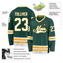 Load image into Gallery viewer, Custom Green White-Gold Hockey Jersey