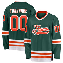 Load image into Gallery viewer, Custom Green Orange-White Hockey Jersey