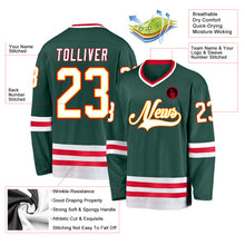 Load image into Gallery viewer, Custom Green White-Red Hockey Jersey