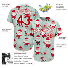 Load image into Gallery viewer, Custom Green Red-White Christmas 3D Authentic Baseball Jersey