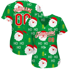 Load image into Gallery viewer, Custom Green Red-White Christmas 3D Authentic Baseball Jersey