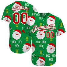 Load image into Gallery viewer, Custom Green Red-White Christmas 3D Authentic Baseball Jersey