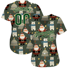 Load image into Gallery viewer, Custom Green Green-Cream Christmas 3D Authentic Baseball Jersey