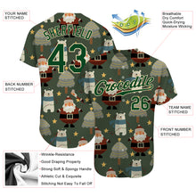 Load image into Gallery viewer, Custom Green Green-Cream Christmas 3D Authentic Baseball Jersey