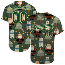 Load image into Gallery viewer, Custom Green Green-Cream Christmas 3D Authentic Baseball Jersey