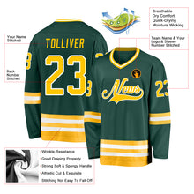Load image into Gallery viewer, Custom Green Gold-White Hockey Jersey