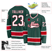 Load image into Gallery viewer, Custom Green White-Red Hockey Jersey
