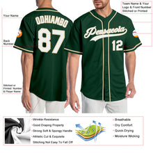Load image into Gallery viewer, Custom Green White-Cream Authentic Baseball Jersey