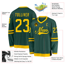 Load image into Gallery viewer, Custom Green Gold Hockey Jersey