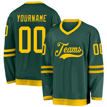 Load image into Gallery viewer, Custom Green Gold Hockey Jersey