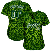Load image into Gallery viewer, Custom Green Green-White 3D Pattern Design Authentic St. Patrick's Day Baseball Jersey