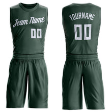 Load image into Gallery viewer, Custom Hunter Green White Round Neck Suit Basketball Jersey - Fcustom