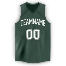 Load image into Gallery viewer, Custom Hunter Green White V-Neck Basketball Jersey - Fcustom