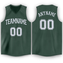 Load image into Gallery viewer, Custom Hunter Green White V-Neck Basketball Jersey - Fcustom