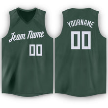 Load image into Gallery viewer, Custom Hunter Green White V-Neck Basketball Jersey - Fcustom