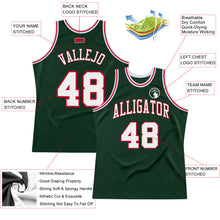 Load image into Gallery viewer, Custom Hunter Green White-Red Authentic Throwback Basketball Jersey