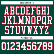 Load image into Gallery viewer, Custom Hunter Green White-Red Authentic Throwback Basketball Jersey