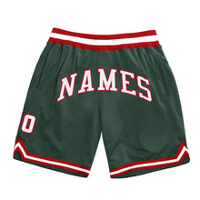 Load image into Gallery viewer, Custom Hunter Green White-Red Authentic Throwback Basketball Shorts