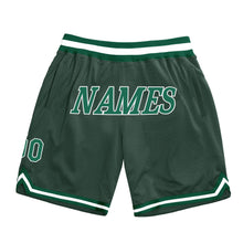 Load image into Gallery viewer, Custom Hunter Green Kelly Green-White Authentic Throwback Basketball Shorts