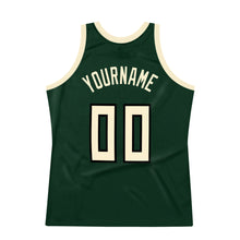 Load image into Gallery viewer, Custom Hunter Green Cream-Black Authentic Throwback Basketball Jersey