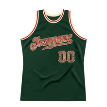 Load image into Gallery viewer, Custom Hunter Green Camo-Cream Authentic Throwback Basketball Jersey