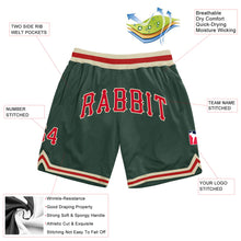 Load image into Gallery viewer, Custom Hunter Green Red-Cream Authentic Throwback Basketball Shorts