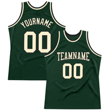 Load image into Gallery viewer, Custom Hunter Green Cream-Black Authentic Throwback Basketball Jersey