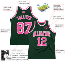 Load image into Gallery viewer, Custom Hunter Green Pink-White Authentic Throwback Basketball Jersey