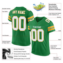Load image into Gallery viewer, Custom Grass Green White-Gold Mesh Authentic Football Jersey