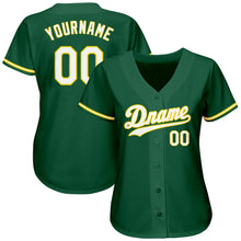 Load image into Gallery viewer, Custom Kelly Green White-Gold Authentic Baseball Jersey