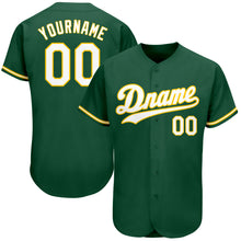 Load image into Gallery viewer, Custom Kelly Green White-Gold Authentic Baseball Jersey