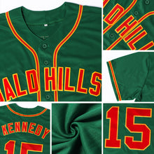 Load image into Gallery viewer, Custom Kelly Green Red-Gold Authentic Baseball Jersey