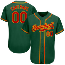 Load image into Gallery viewer, Custom Kelly Green Red-Gold Authentic Baseball Jersey