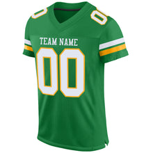 Load image into Gallery viewer, Custom Grass Green White-Gold Mesh Authentic Football Jersey