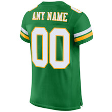 Load image into Gallery viewer, Custom Grass Green White-Gold Mesh Authentic Football Jersey