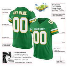 Load image into Gallery viewer, Custom Grass Green White-Gold Mesh Authentic Football Jersey