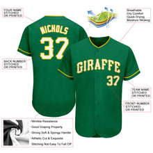 Load image into Gallery viewer, Custom Kelly Green White-Gold Authentic Baseball Jersey