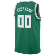 Load image into Gallery viewer, Custom Kelly Green White-Gray Round Neck Rib-Knit Basketball Jersey