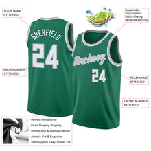 Load image into Gallery viewer, Custom Kelly Green White-Gray Round Neck Rib-Knit Basketball Jersey