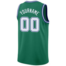 Load image into Gallery viewer, Custom Kelly Green White-Royal Round Neck Rib-Knit Basketball Jersey