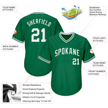 Load image into Gallery viewer, Custom Kelly Green White Authentic Throwback Rib-Knit Baseball Jersey Shirt