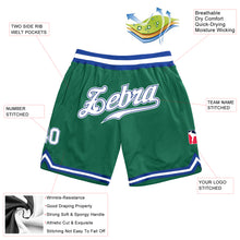 Load image into Gallery viewer, Custom Kelly Green White-Royal Authentic Throwback Basketball Shorts