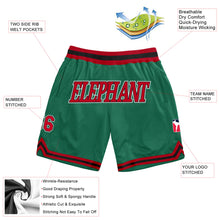Load image into Gallery viewer, Custom Kelly Green Red-Black Authentic Throwback Basketball Shorts