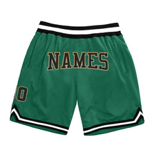 Load image into Gallery viewer, Custom Kelly Green Black-Old Gold Authentic Throwback Basketball Shorts