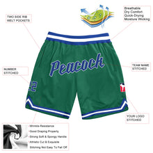 Load image into Gallery viewer, Custom Kelly Green Royal-White Authentic Throwback Basketball Shorts