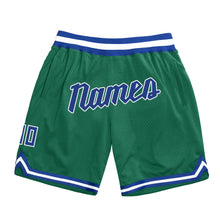 Load image into Gallery viewer, Custom Kelly Green Royal-White Authentic Throwback Basketball Shorts