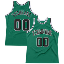 Load image into Gallery viewer, Custom Kelly Green Black-White Authentic Throwback Basketball Jersey