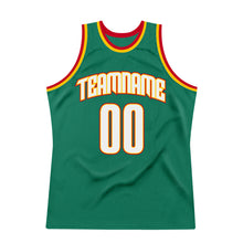 Load image into Gallery viewer, Custom Kelly Green White-Gold Authentic Throwback Basketball Jersey