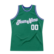 Load image into Gallery viewer, Custom Kelly Green White-Royal Authentic Throwback Basketball Jersey