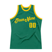 Load image into Gallery viewer, Custom Kelly Green Gold Authentic Throwback Basketball Jersey